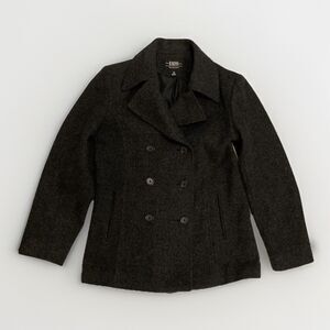 B Moss Women's Small Gray Wool Blend Double Breasted Peacoat Winter Coat Classic